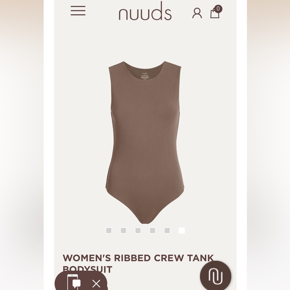 Nuuds Women’s Ribbed Crew Tank Bodysuit- Mocha